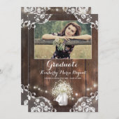 フローラ素朴メーソンジャール写真卒業パーティー 招待状 (正面/裏面)