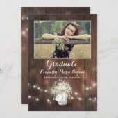 フローラ素朴メーソンジャール写真卒業パーティー 招待状 (正面/裏面)