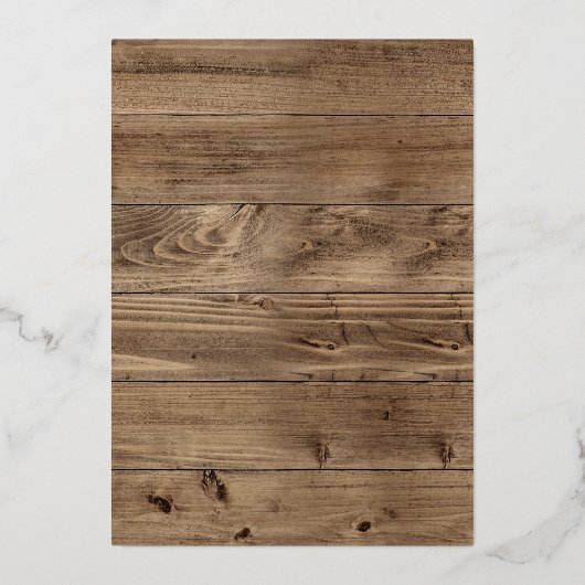 フローラ素朴ユーカリプトゥスウッドクロスバプテスマ金ゴールド 箔招待状 (裏面)