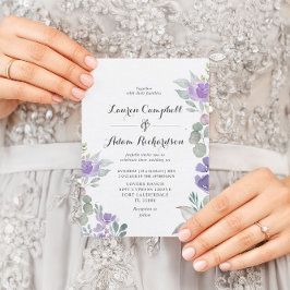フローラ素朴ユーカリ紫結婚式招待状 招待状