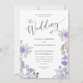 フローラ素朴ユーカリ紫結婚式招待状 招待状 (正面)