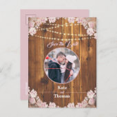 フローラ素朴ライトストリングウッド日付カードを保存 案内ポストカード (正面/裏面)