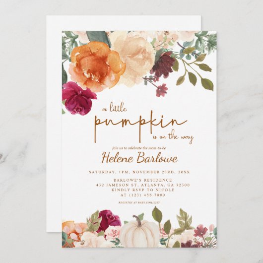 フローラ素朴リトルカボキンボホベイビーシャワー 招待状 (正面/裏面)