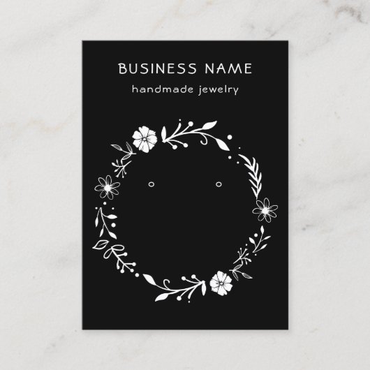 フローラ素朴リースイヤリングディスプレイブラックカード 名刺 (正面)