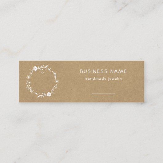 フローラ素朴リースクラフトイヤリング価格ラベル スキニー名刺 (正面)