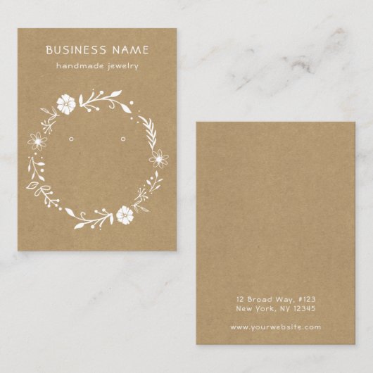 フローラ素朴リースクラフトイヤリング表示カード 名刺 (正面/裏面)