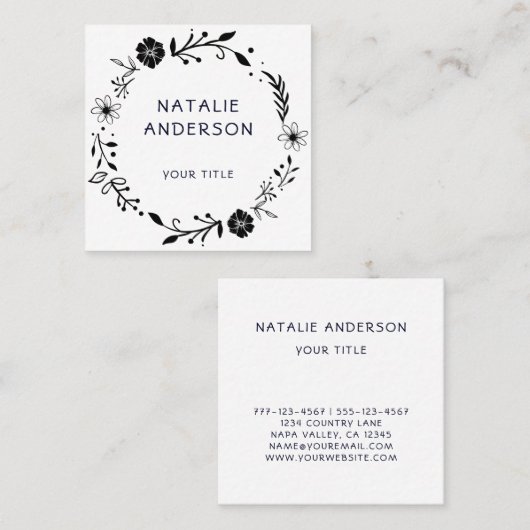 フローラ素朴リーススクエア名刺 スクエア名刺 (正面/裏面)