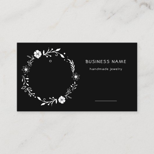 フローラ素朴リースブラックイヤリング価格ラベル 名刺 (正面)
