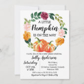 フローラ素朴リースリトルカンプキンベビーシャワー 招待状 (正面)