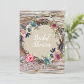 フローラ素朴リース木目ブライダルシャワー 招待状 (スタンド正面)