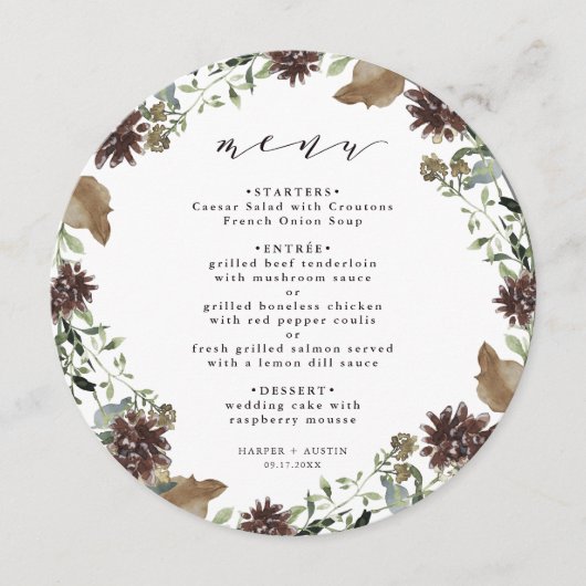 フローラ素朴リース秋ウィンターウェディングサークル メニュー (正面)