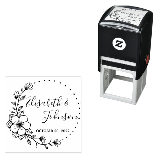 フローラ素朴リース結婚式の日付の保存 セルフインキングスタンプ (インサイチュ)