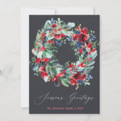 フローラ素朴レッドグレークリスマスリース シーズンカード (正面)