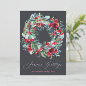 フローラ素朴レッドグレークリスマスリース シーズンカード (スタンド正面)