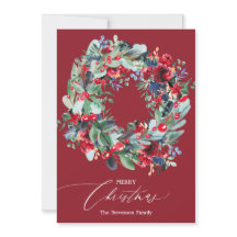 フローラ素朴レッド海軍ブルーのクリスマスリース