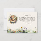 フローラ素朴ワイルドフラワー女性のカーボーイ写真 サンキューカード (正面)