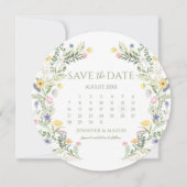 フローラ素朴ワイルドフラワー日付円を保存 招待状 (正面)