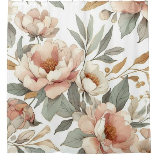 フローラ素朴ヴィンテージエレガントスタイリッシュ シャワーカーテン (正面)