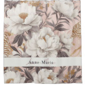 フローラ素朴ヴィンテージエレガント灰色 シャワーカーテン (正面)