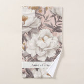 フローラ素朴ヴィンテージエレガント灰色 バスタオルセット (ハンドタオル)