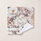 フローラ素朴ヴィンテージエレガント灰色 バスタオルセット (ウォッシュタオル)