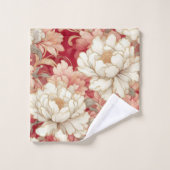 フローラ素朴ヴィンテージエレガント赤 バスタオルセット (ウォッシュタオル)