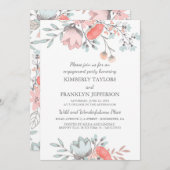 フローラ素朴ヴィンテージ婚約パーティ 招待状 (正面/裏面)