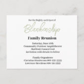 フローラ素朴保存日付ファミリ懇親会 案内ポストカード (裏面)