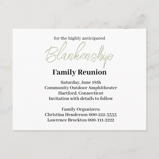 フローラ素朴保存日付ファミリ懇親会 案内ポストカード (裏面)