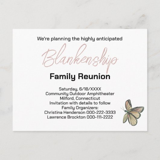 フローラ素朴保存日付ファミリ懇親会 案内ポストカード (裏面)