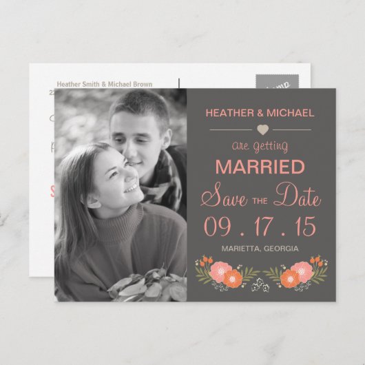 フローラ素朴写真の日付を保存 案内ポストカード (正面/裏面)