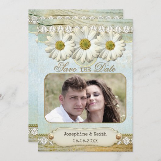 フローラ素朴写真Date Cardを保存 セーブザデート (正面/裏面)