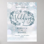 フローラ素朴冬のウェディングウェルカムサイン ポスター (正面)
