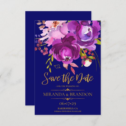 フローラ素朴国の結婚式の日付カードの保存 セーブザデート (正面/裏面)