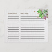 フローラ素朴多糖ブライダルシャワーレシピカード ポストカード (裏面)