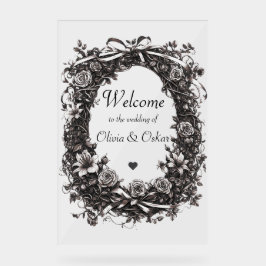 フローラ素朴天然リース、セピア アクリルサイン