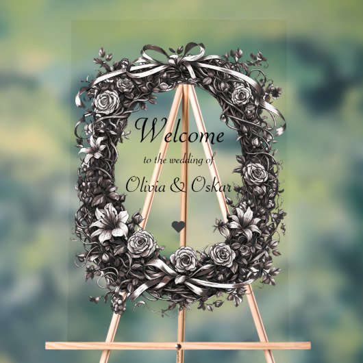 フローラ素朴天然リース、セピア アクリルサイン (ニュートラル)