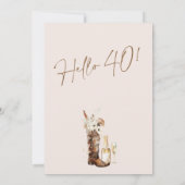 フローラ素朴女性のカーボーイブートシャンパン40th誕生日 招待状 (裏面)