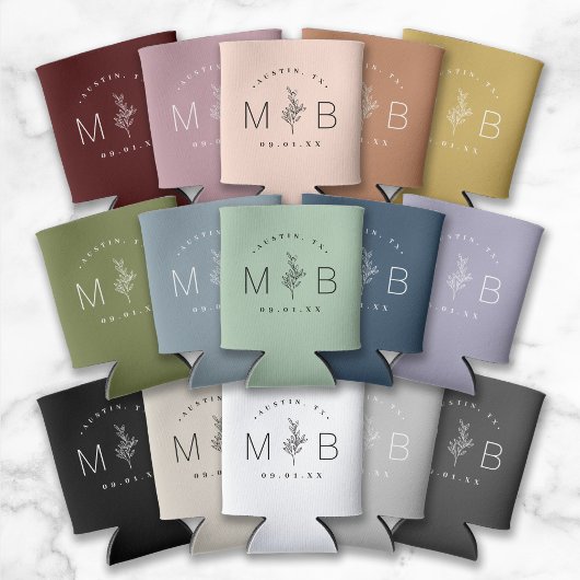 フローラ素朴幹結婚モノグラム |マスタード 缶クーラー