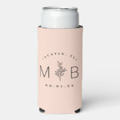 フローラ素朴幹結婚モノグラム | 赤面ピンク スリム缶クーラー (Seltzer正面)