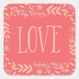 フローラ素朴愛 |ピンク色のオレンジ スクエアシール