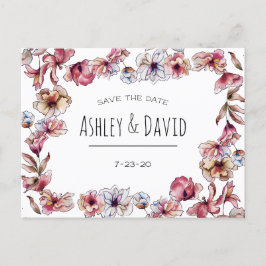 フローラ素朴手書き日付はがきを保存 インビテーションポストカード