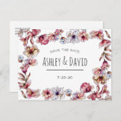 フローラ素朴手書き日付はがきを保存 インビテーションポストカード (正面/裏面)