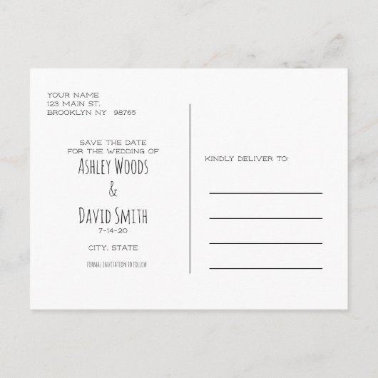 フローラ素朴手書き日付はがきを保存 インビテーションポストカード (裏面)