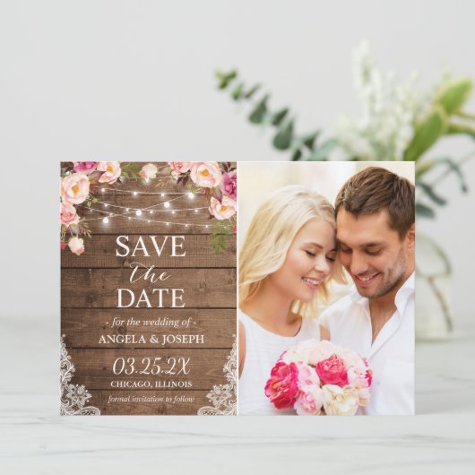 フローラ素朴文字列ライト写真の保存日付 セーブザデート (スタンド正面)