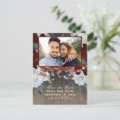 フローラ素朴木材とライト写真の保存日付 案内ポストカード (スタンド正面)