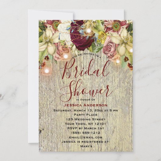 フローラ素朴植物学ブルゴーニュブライダルシャワー 招待状 (正面)