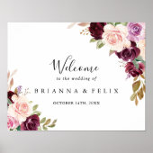 フローラ素朴植物学結婚の歓迎サイン ポスター (正面)