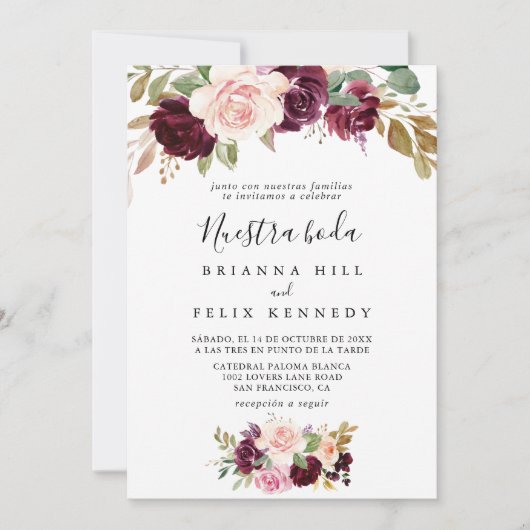 フローラ素朴植物性ヌエストラボダ結婚ズ 招待状 (正面)