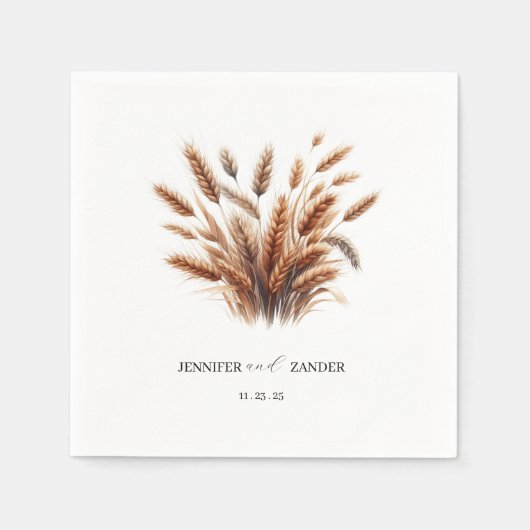 フローラ素朴水色小麦エレガントな結婚式 スタンダードカクテルナプキン (正面)